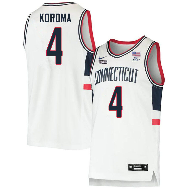 Uconn Huskies #4 Dwayne Koroma College Basketball Jersey Stitched-Alternater White